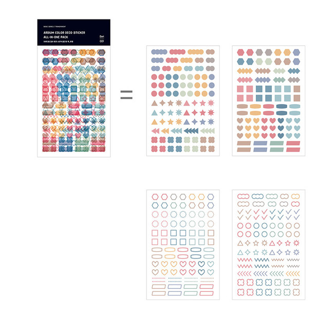 4 sheets - Ardium Color deco sticker all in one pack