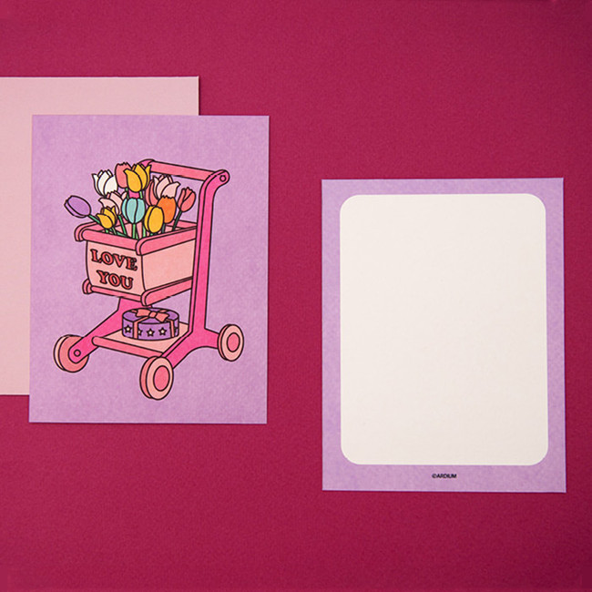 Flower cart - Ardium Thank you color postcard