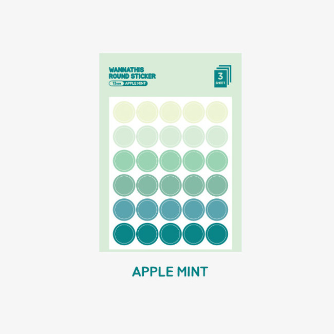 Apple mint - Wanna This Round 13 mm deco sticker set of 3 sheets