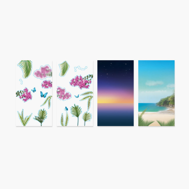 Appree Tropical night nature scene sticker set