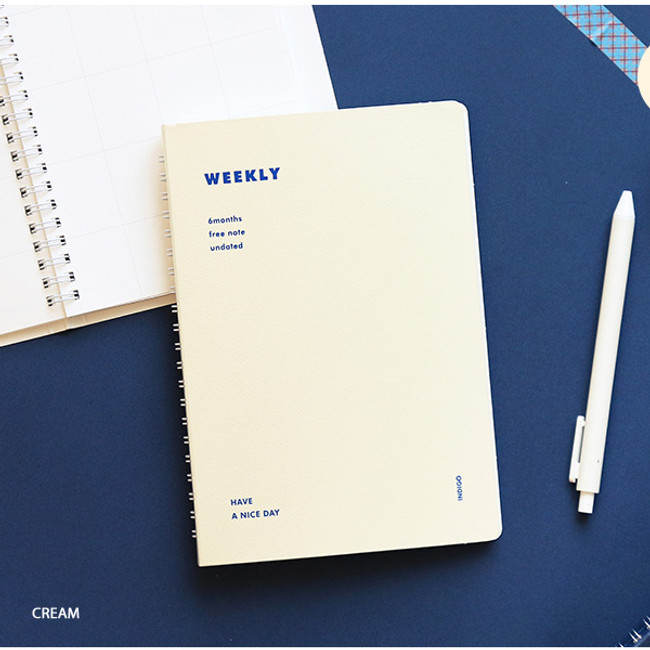 Cream - Indigo Have a nice day 6 months dateless weekly planner