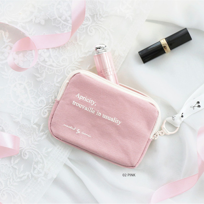 02 Pink - ICONIC Cottony flat zipper card holder case