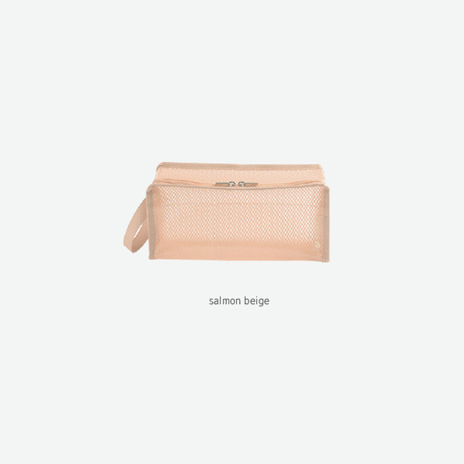 Salmon beige - Byfulldesign Travelus cube long coated mesh pouch