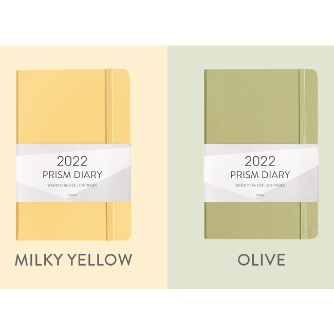 Milky yellow, Olive - Indigo 2022 Prism B6 Dated Weekly Diary Planner