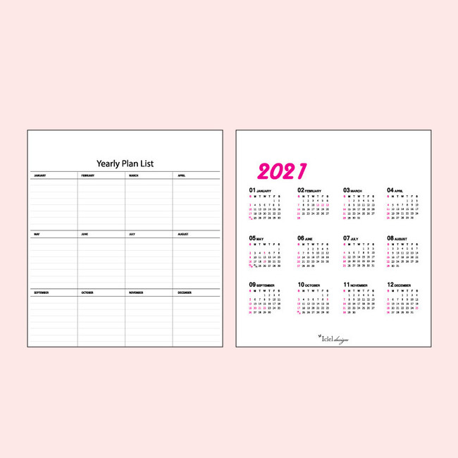 Detail of ICIEL 2021 Black monthly desk calendar