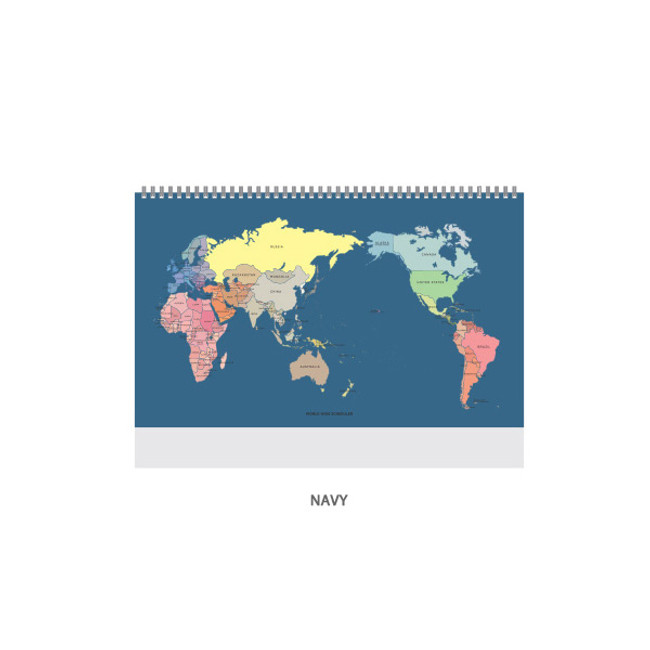 Navy - GMZ 2021 World wide monthly desk calendar scheduler