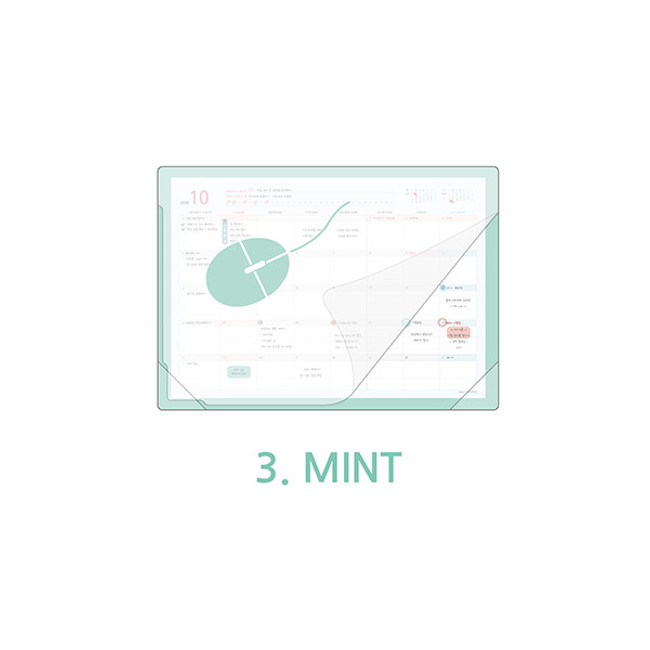 Mint - PLEPLE 2021 Desk mat with dated monthly desk scheduler