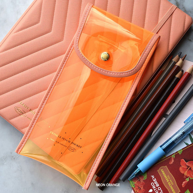 Neon Orange - Play Obje Twinkle translucent PVC pencil case pouch