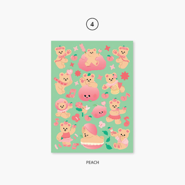 04 peach - Project fruit my juicy bear removable sticker