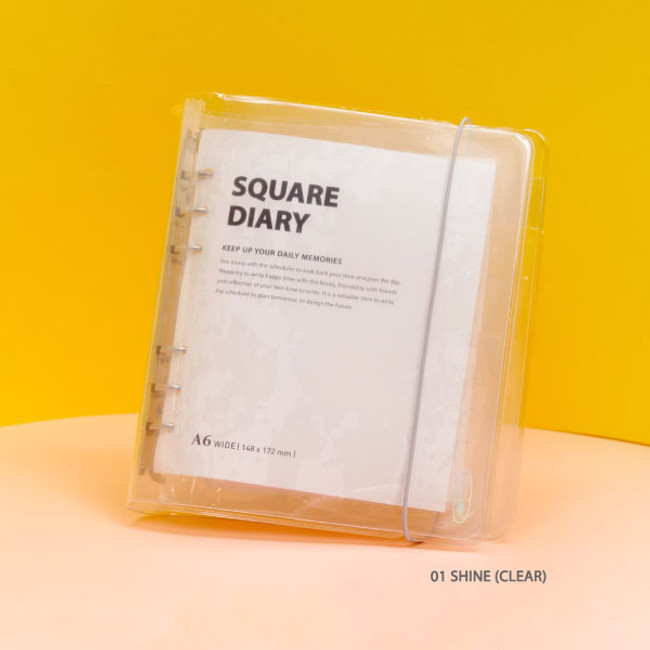 01 Shine (clear) -  Jam Studio Square 6-ring A6 wide dateless monthly planner