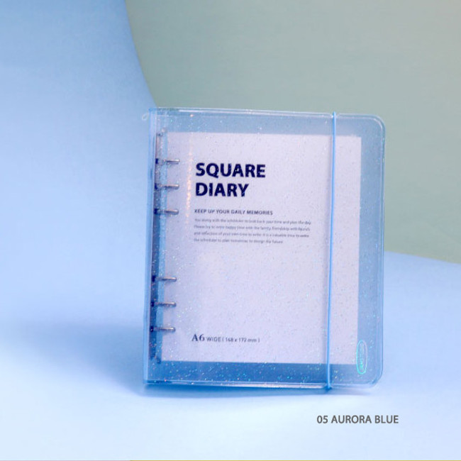 05 Aurora blue - Jam Studio Square 6-ring A6 wide dateless monthly planner