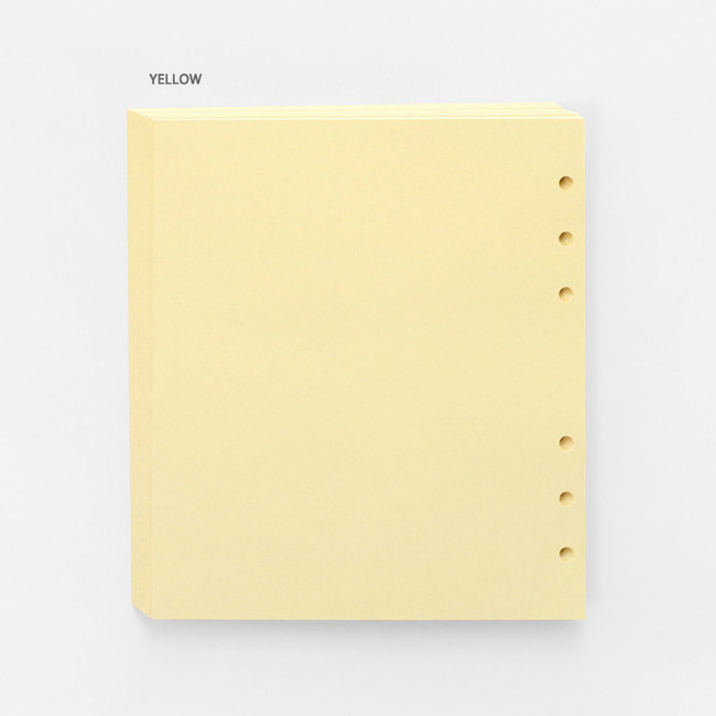 Yellow - Pastel colored 6-ring A6 wide blank notebook refills set