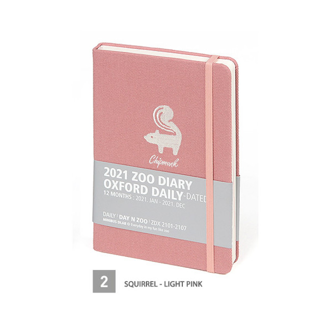 02 Squirrel - Light Pink - MINIBUS 2021 Zoo oxford dated daily diary scheduler