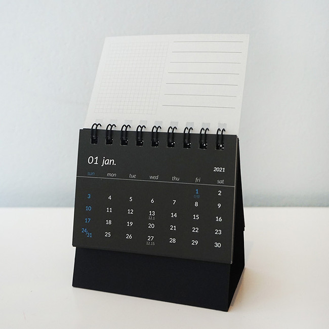 Wire binding - N.IVY 2021 Mood black small standing monthly desk calendar