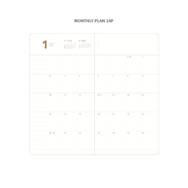 Monthly plan - 2021 Notable memory long dated daily diary