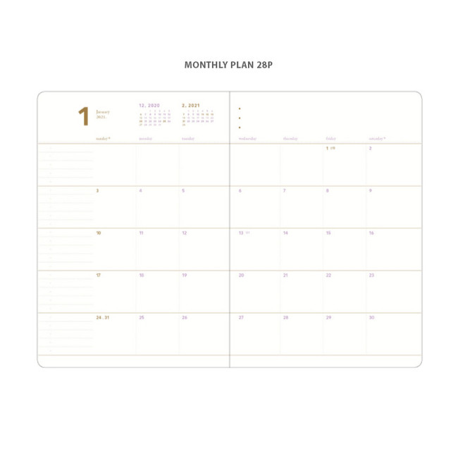 Monthly plan - 2021 Notable memory slim B6 dated monthly planner