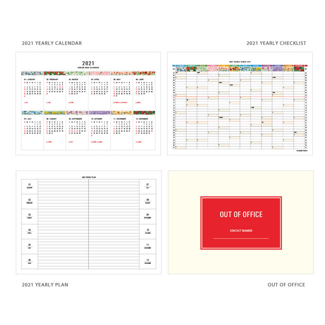 Monthly calendar - Ardium 2021 Flowery monthly desk calendar