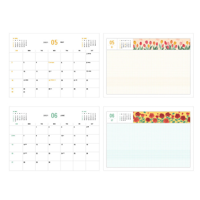 Monthly calendar - Ardium 2021 Flowery monthly desk calendar