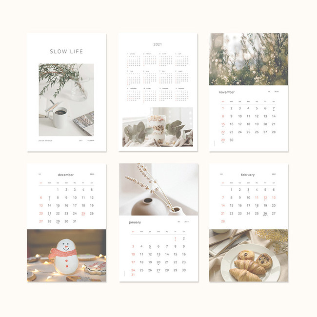 Calendar sections - Dash and Dot 2021 Slow life monthly wall calendar