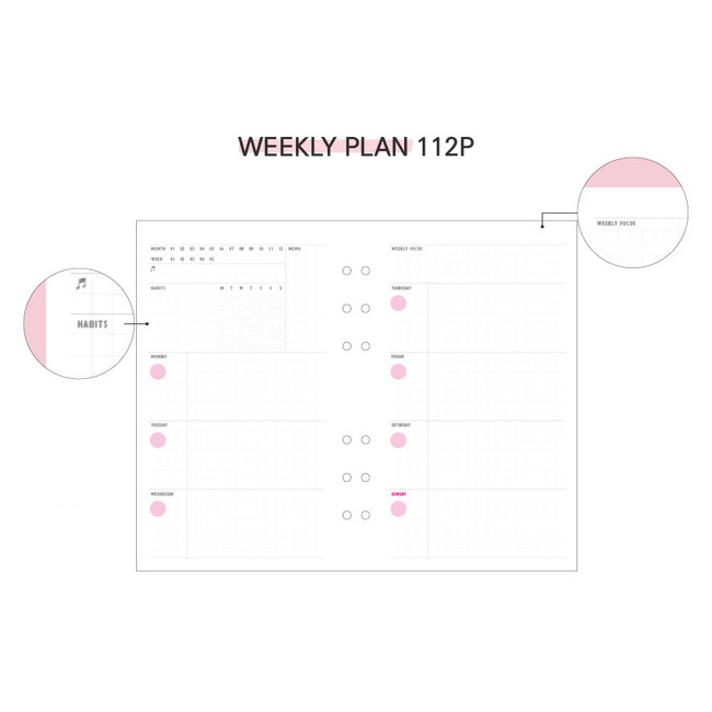 Weekly plan - Cool kids zipper A5 6-ring dateless weekly diary planner 