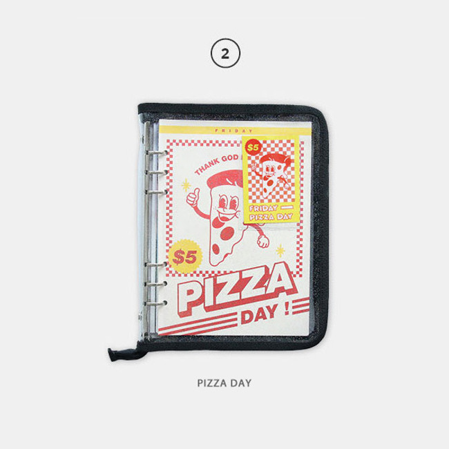 Pizza day - Cool kids zipper A5 6-ring dateless weekly diary planner 
