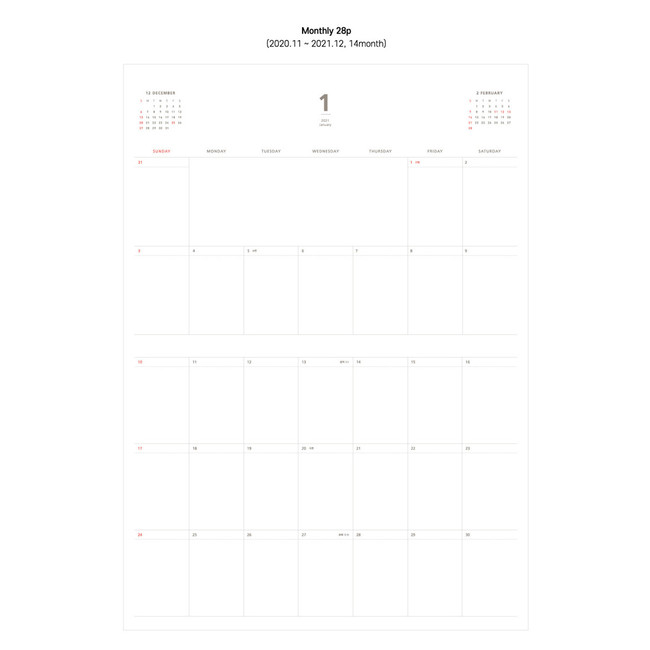 Monthly plan - Dailylike 2021 D planner dated monthly desk scheduler