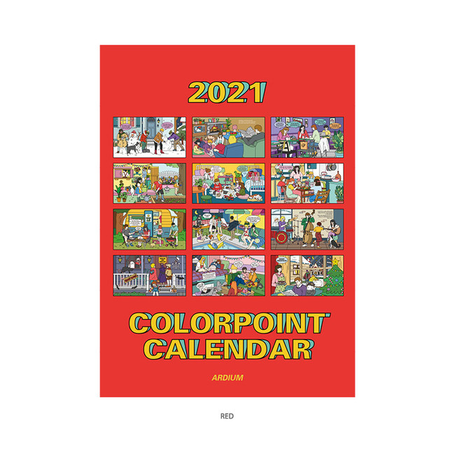 Red - Ardium 2021 Color point dated monthly wall calendar