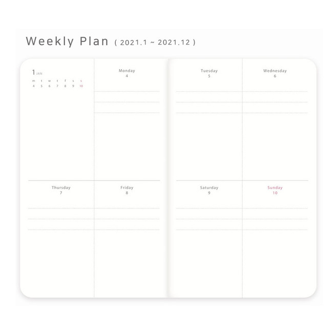 Weekly plan - Eedendesign 2021 Simple dated weekly diary planner