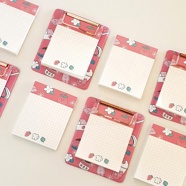 N.IVY Strawberry clipboard holder with sticky notepad