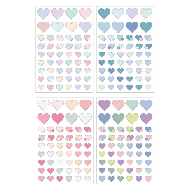 Set of 12 sheets - PLEPLE Love in life heart sticker 12 sheet set