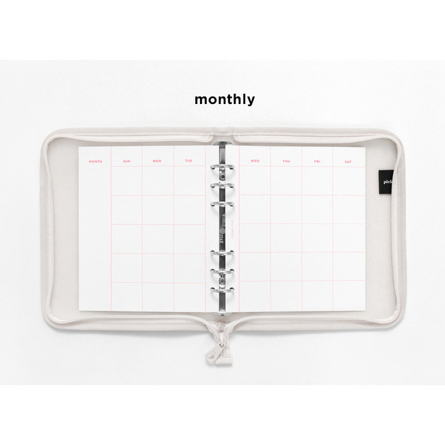 Monthly - 2NUL Cherry pick wide A6 zipper 6-ring undated weekly diary