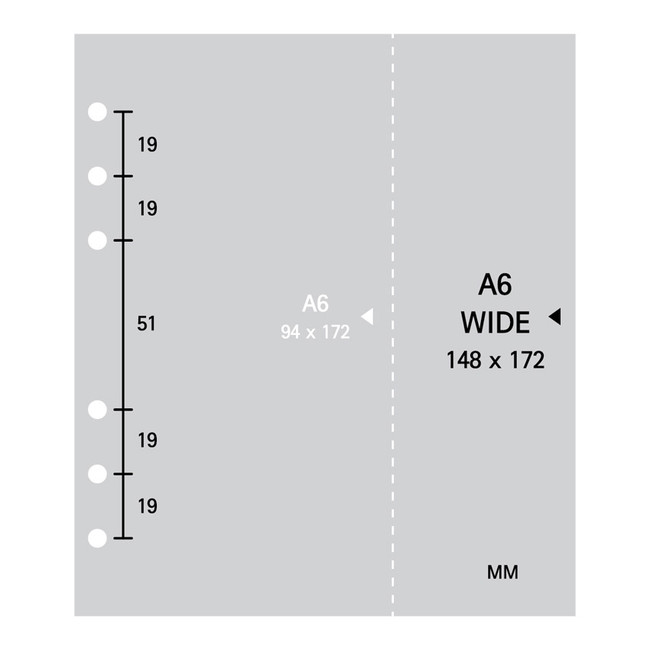 Size - 2NUL Cherry pick wide A6 6-ring pin grid note paper refill