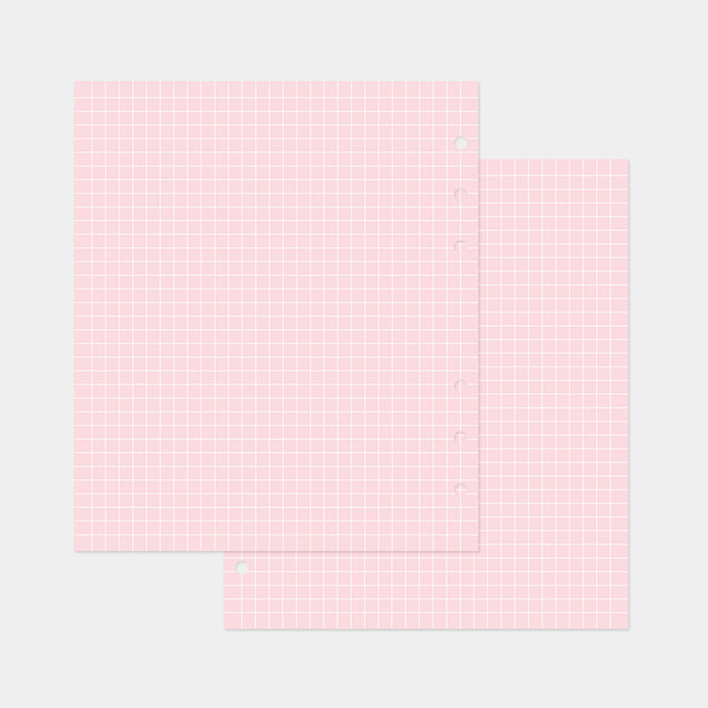 Pink - 2NUL Cherry pick wide A6 6-ring pin grid note paper refill