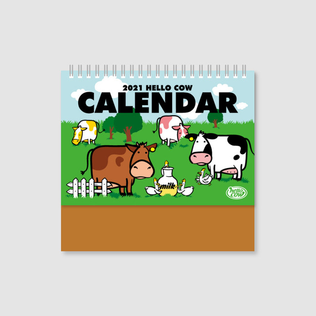 Chachap 2021 Hello cow dated monthly desk calendar