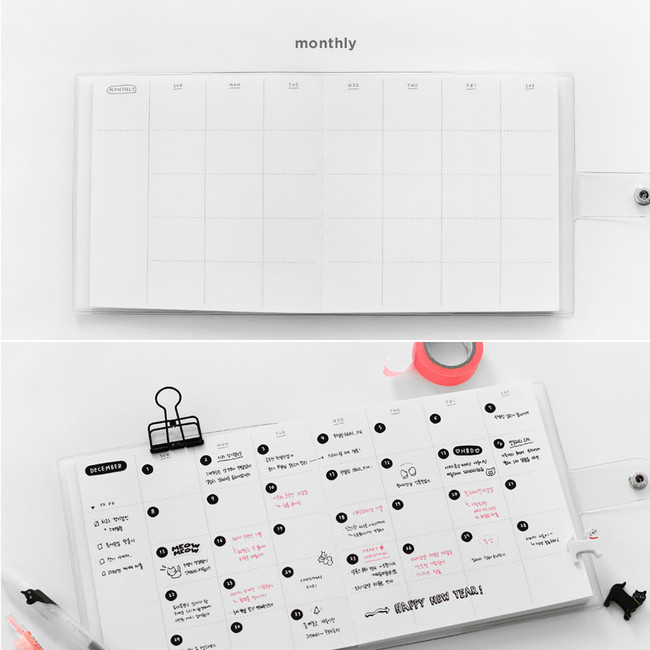 Monthly plan - Yearly plan - 2NUL Square drawing dateless weekly diary planner