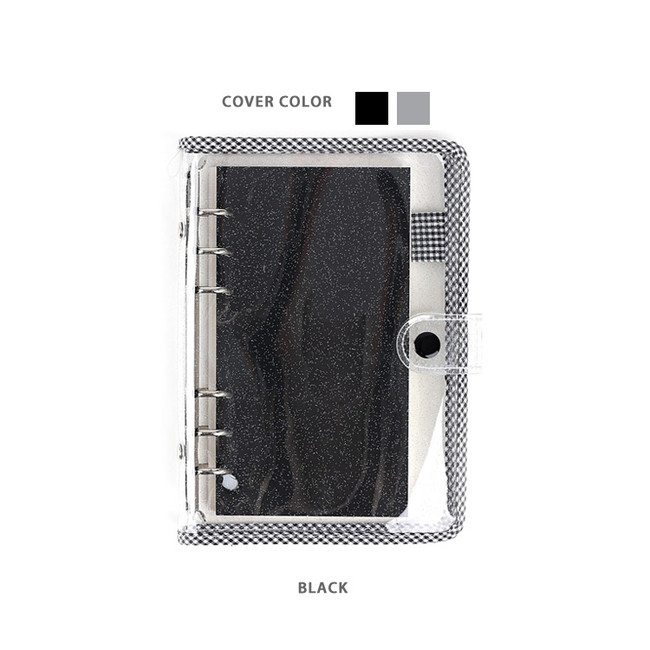 Black - Wanna This Picnic check A6 6-ring PVC binder