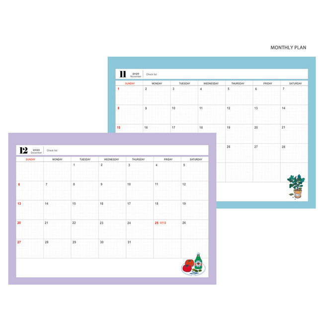 Monthly plan - Design Comma-B 2021 Retro handy dated monthly desk scheduler
