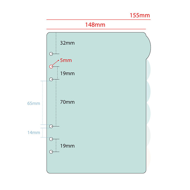 Size - PLEPLE Chou Chou A5 size 6 holes index paper refills set