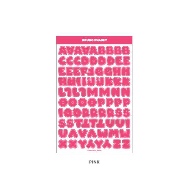 Pink - Wanna This Ddung phabet basic Alphabet letter sticker