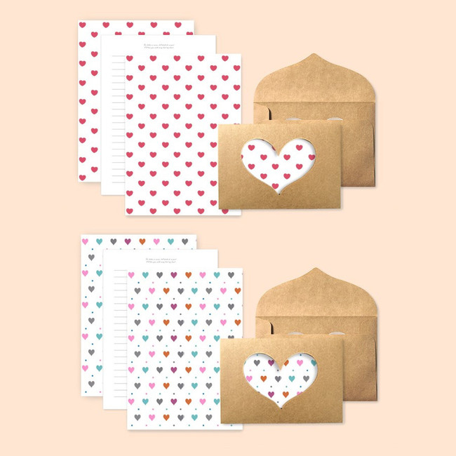 Detail of 2young Heart point letter and envelope set