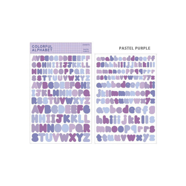 Pastel Purple - Bookfriends Colorful Alphabet translucent sticker set