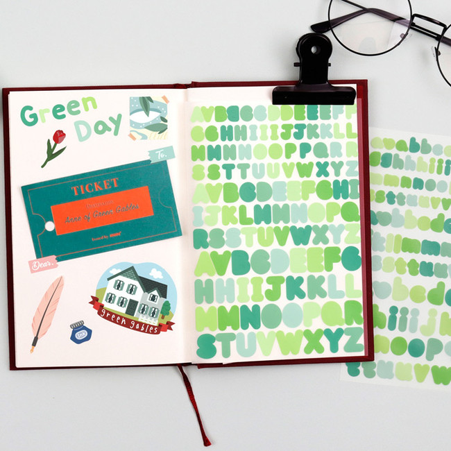 Usage example - Bookfriends Colorful Alphabet translucent sticker set