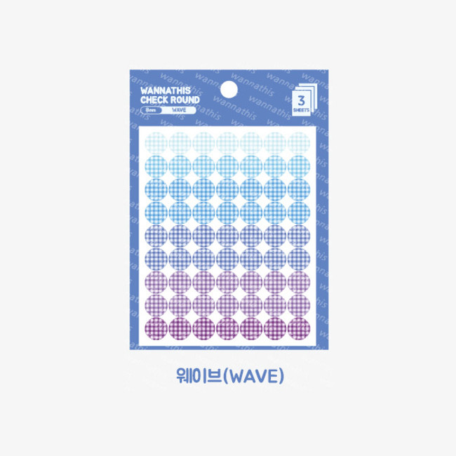 Wave - Wanna This Round check 8 mm deco sticker set of 3 sheets