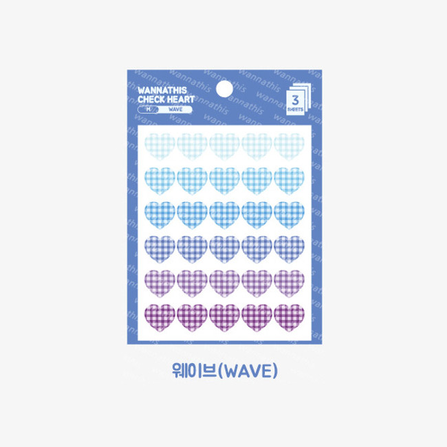 Wave - Wanna This Heart check medium deco sticker set of 3 sheets