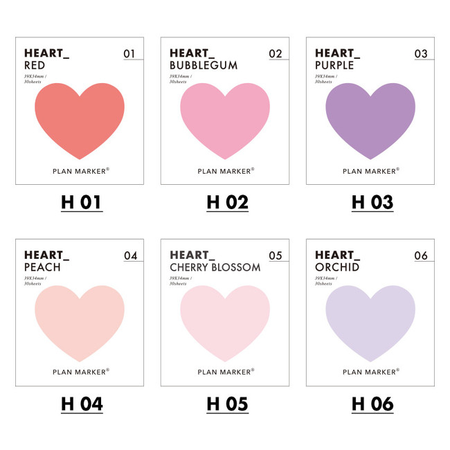 Color - PAPERIAN Heart large planner bookmark sticky notepad