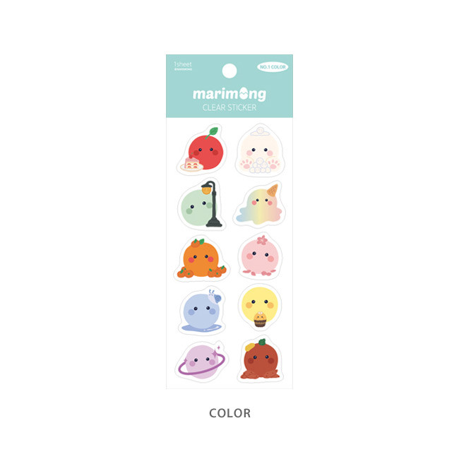 Color - Flying Whales Marimong PVC clear sticker