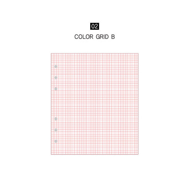 B - Jam Studio Color wide A6 6 ring grid note paper refill set