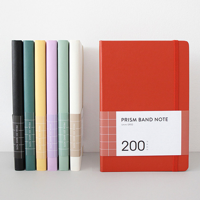 Indigo Prism 200 hardcover grid notebook with elastic band