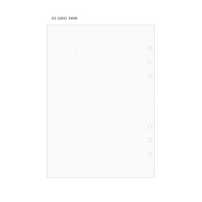 05 Grid 3 mm - Wanna This Notebook refill papers for A5 size 6 ring binder