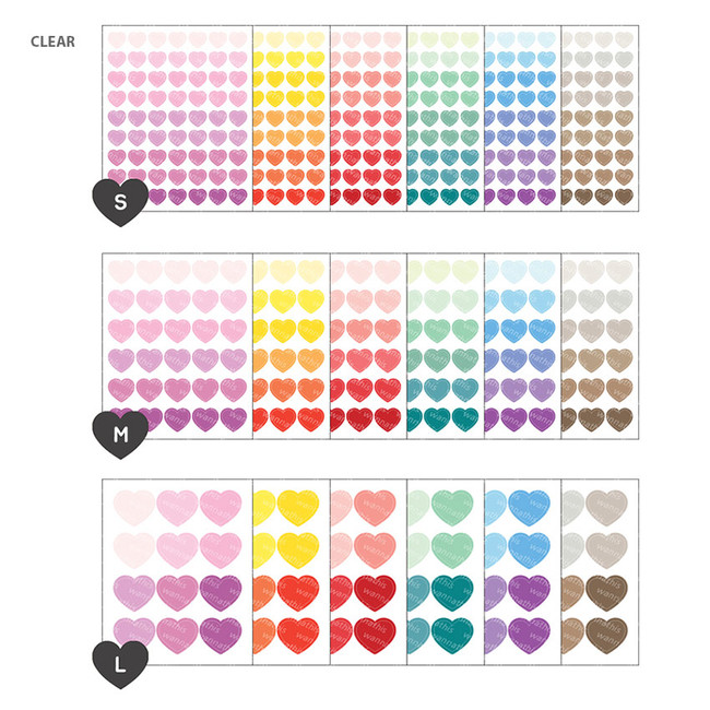 Clear - Colorful heart deco sticker set
